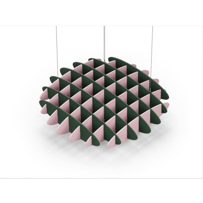 Acoustic Ceiling Sound Trap - 1200mm x 1200mm Round - Dark Green | Pink