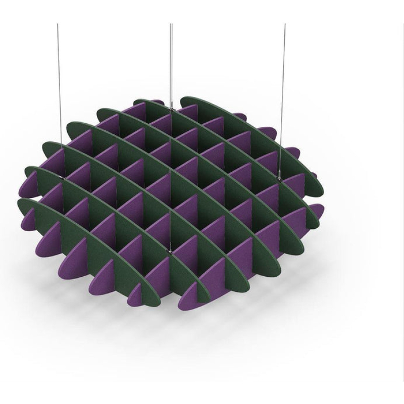 Acoustic Ceiling Sound Trap - 1200mm x 1200mm Round - Dark Green | Purple