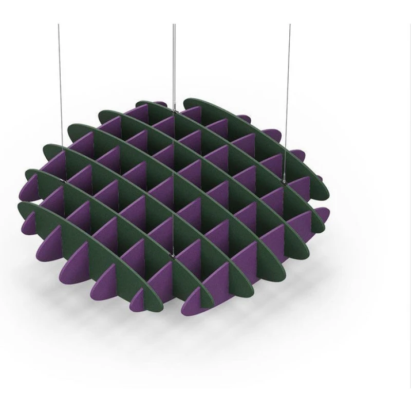 Acoustic Ceiling Sound Trap - 1200mm x 1200mm Round - Dark Green | Purple