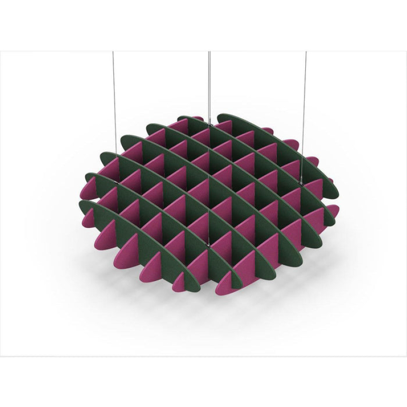 Acoustic Ceiling Sound Trap - 1200mm x 1200mm Round - Dark Green | Royal Pink