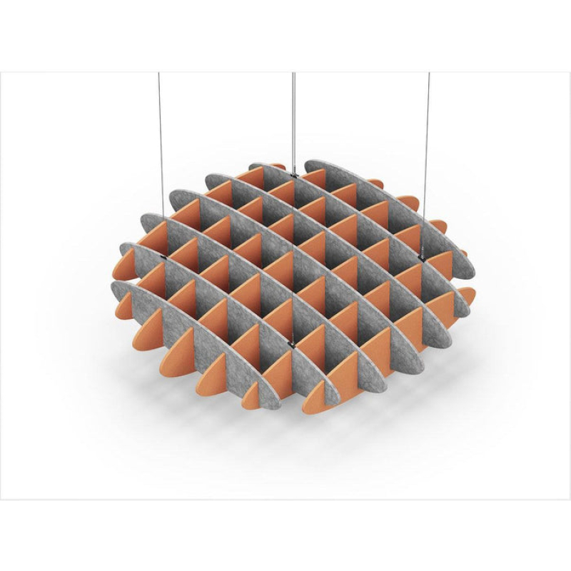 Acoustic Ceiling Sound Trap - 1200mm x 1200mm Round - Marble Grey | Orange