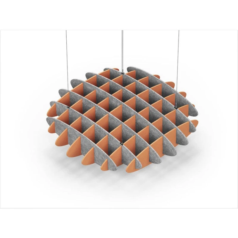 Acoustic Ceiling Sound Trap - 1200mm x 1200mm Round - Marble Grey | Orange