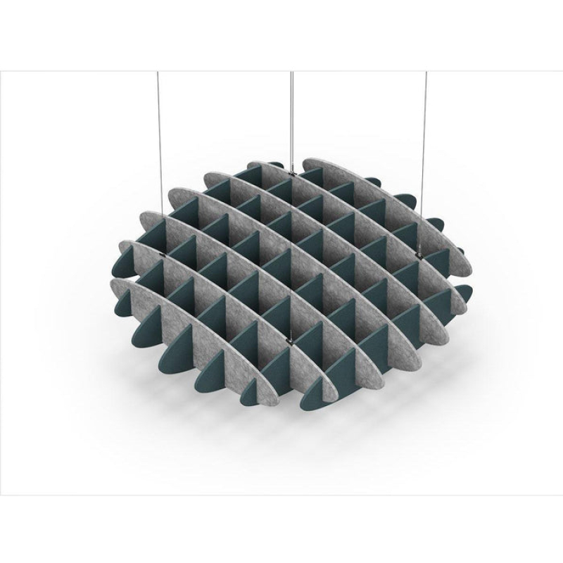 Acoustic Ceiling Sound Trap - 1200mm x 1200mm Round - Marble Grey | Peacock Green