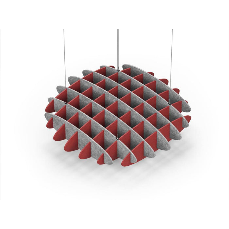 Acoustic Ceiling Sound Trap - 1200mm x 1200mm Round - Marble Grey | Red