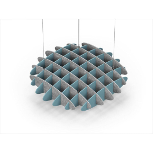 Acoustic Ceiling Sound Trap - 1200mm x 1200mm Round - Marble Grey | Sky Blue