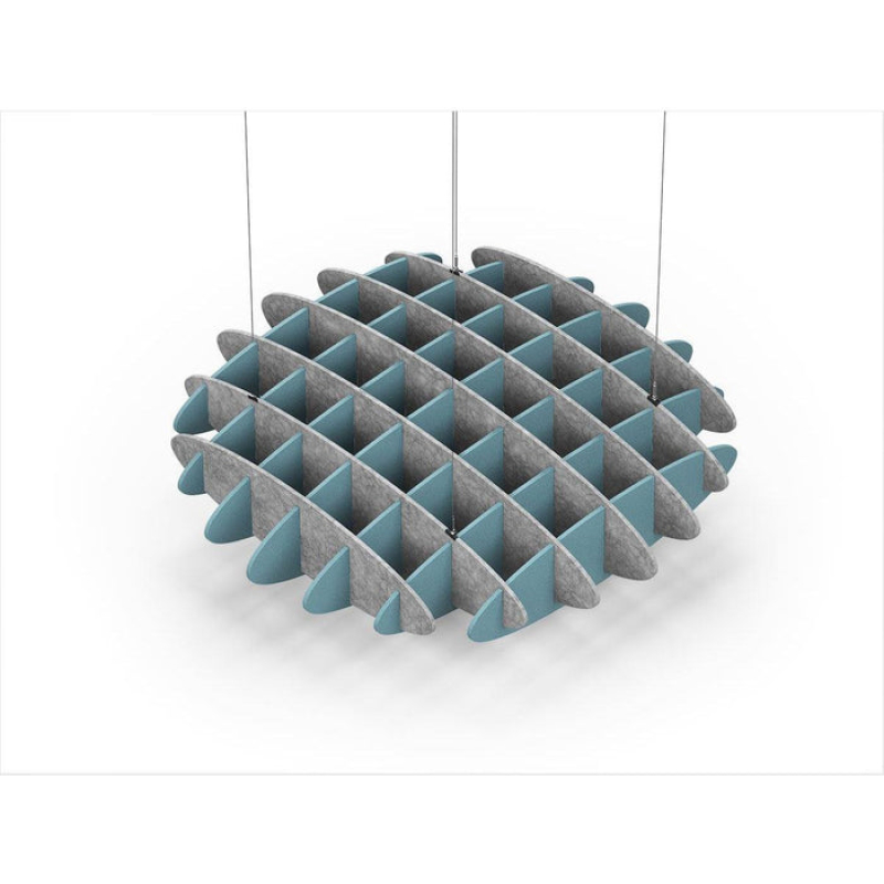 Acoustic Ceiling Sound Trap - 1200mm x 1200mm Round - Marble Grey | Sky Blue
