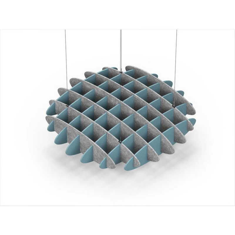Acoustic Ceiling Sound Trap - 1200mm x 1200mm Round - Marble Grey | Sky Blue