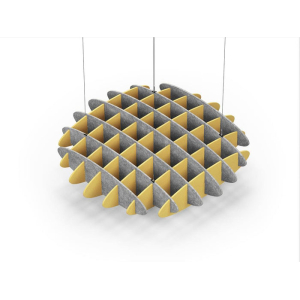 Acoustic Ceiling Sound Trap - 1200mm x 1200mm Round - Marble Grey | Yellow