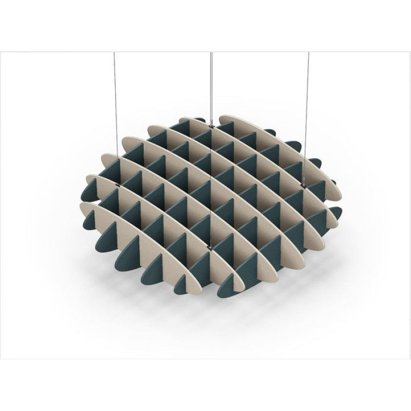 Acoustic Ceiling Sound Trap - 1200mm x 1200mm Round - Natural | Peacock Green