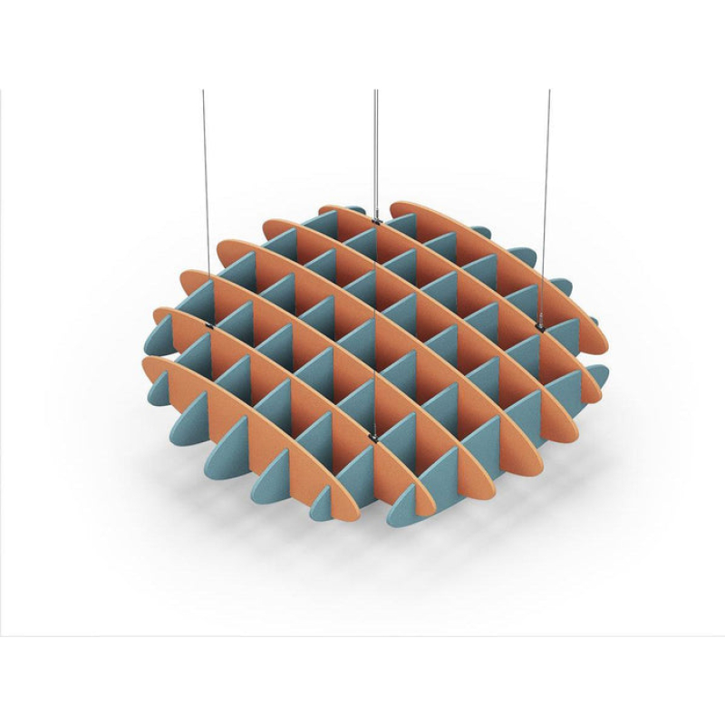 Acoustic Ceiling Sound Trap - 1200mm x 1200mm Round - Orange | Sky Blue