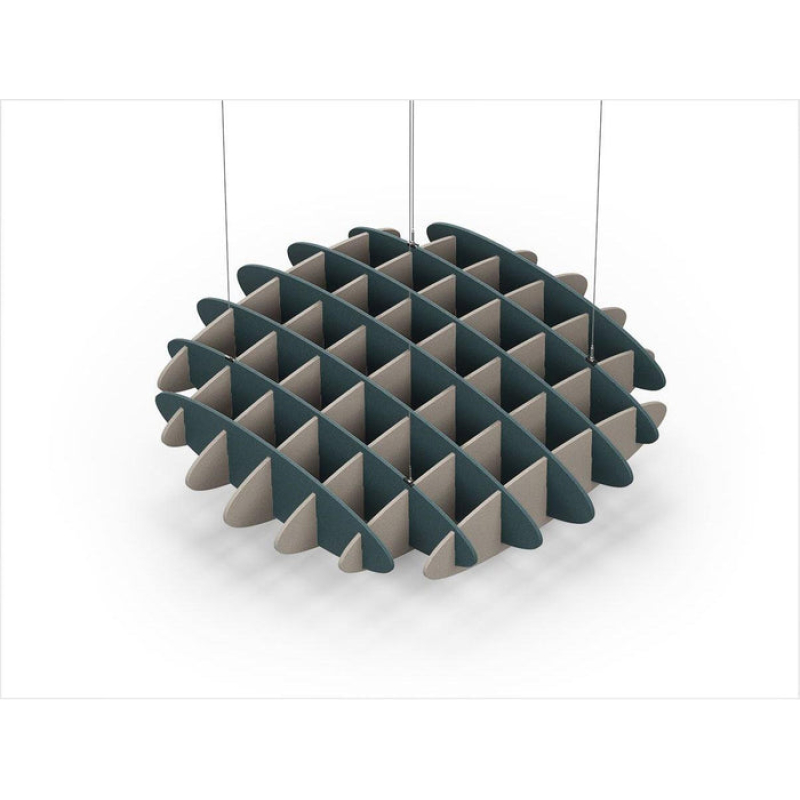Acoustic Ceiling Sound Trap - 1200mm x 1200mm Round - Peacock Green | Dark Beige