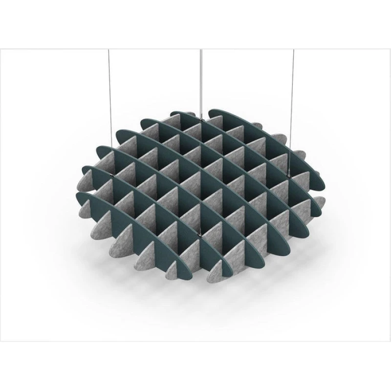 Acoustic Ceiling Sound Trap - 1200mm x 1200mm Round - Peacock Green | Marble Grey
