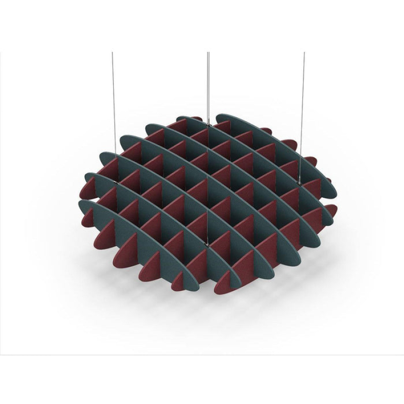 Acoustic Ceiling Sound Trap - 1200mm x 1200mm Round - Peacock Green | Maroon