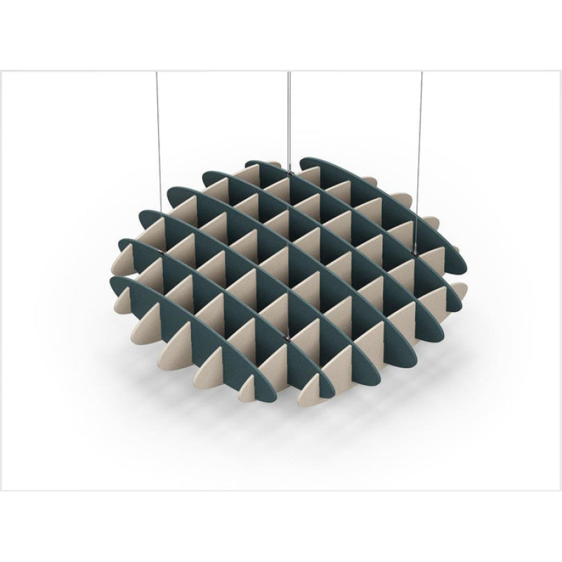 Acoustic Ceiling Sound Trap - 1200mm x 1200mm Round - Peacock Green | Natural