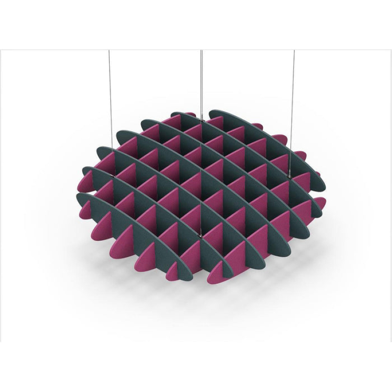 Acoustic Ceiling Sound Trap - 1200mm x 1200mm Round - Peacock Green | Royal Pink