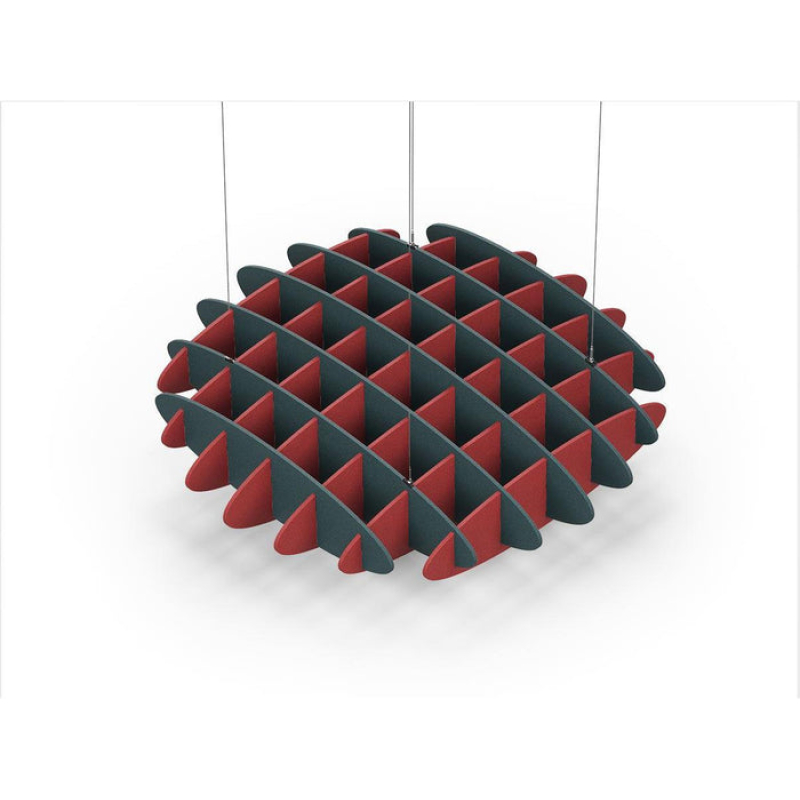 Acoustic Ceiling Sound Trap - 1200mm x 1200mm Round - Peacock Green | Red
