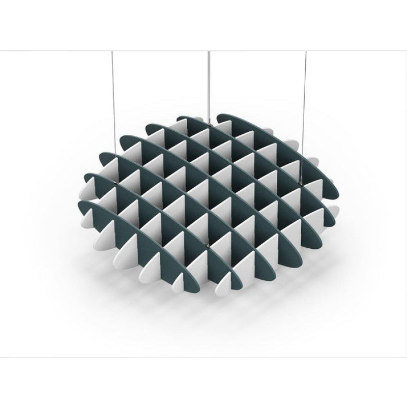 Acoustic Ceiling Sound Trap - 1200mm x 1200mm Round - Peacock Green | White