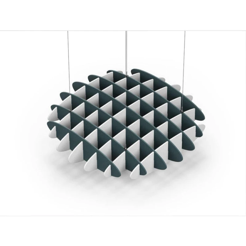 Acoustic Ceiling Sound Trap - 1200mm x 1200mm Round - Peacock Green | White