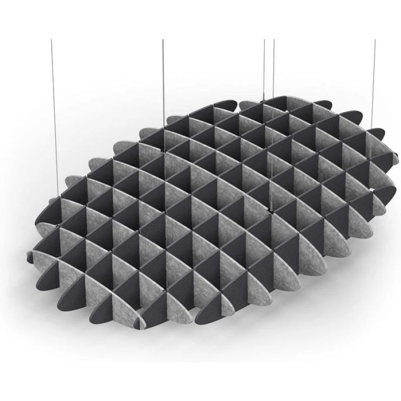 Acoustic Ceiling Sound Trap - 1200mm x 1800mm Oval - Marble Grey | Charcoal Grey