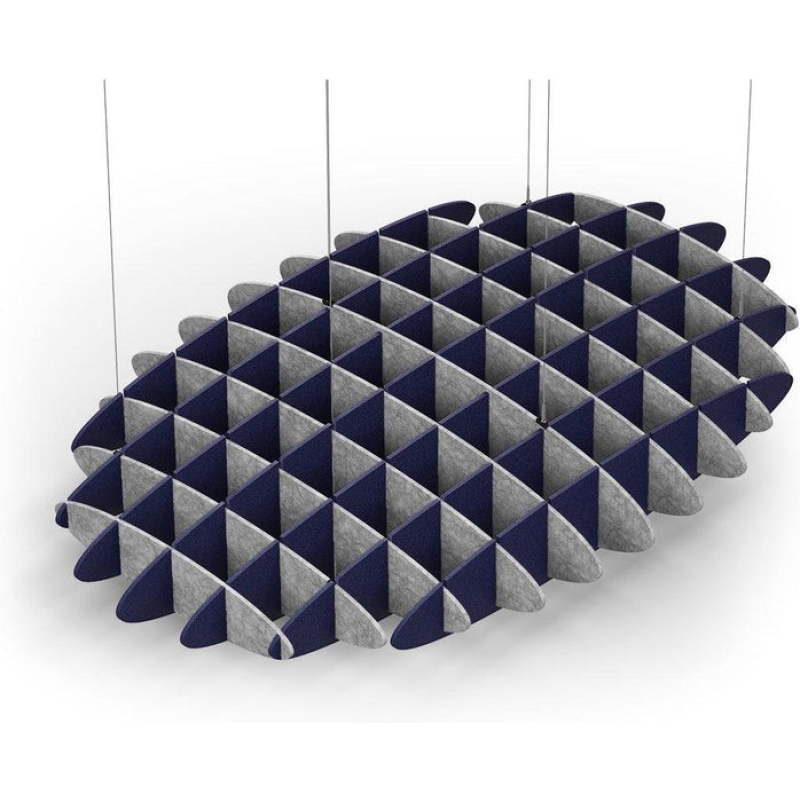 Acoustic Ceiling Sound Trap - 1200mm x 1800mm Oval - Marble Grey | Dark Blue