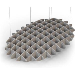 Acoustic Ceiling Sound Trap - 1200mm x 1800mm Oval - Marble Grey | Dark Beige