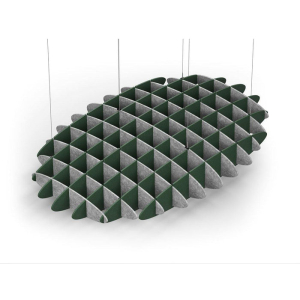 Acoustic Ceiling Sound Trap - 1200mm x 1800mm Oval - Marble Grey | Dark Green