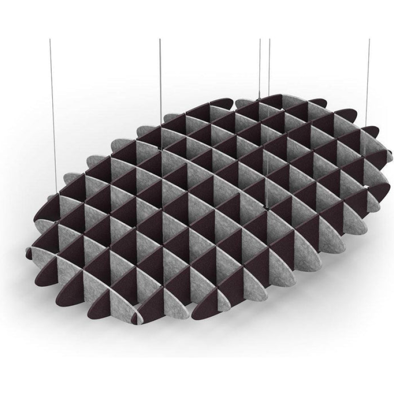 Acoustic Ceiling Sound Trap - 1200mm x 1800mm Oval - Marble Grey | Dark Maroon
