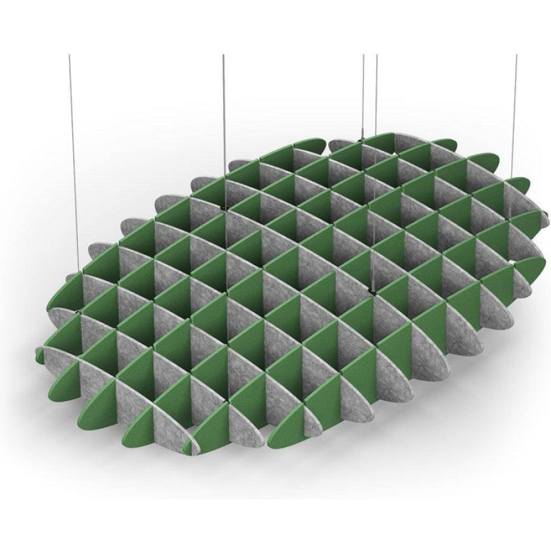 Acoustic Ceiling Sound Trap - 1200mm x 1800mm Oval - Marble Grey | Green