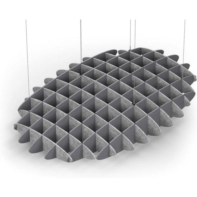 Acoustic Ceiling Sound Trap - 1200mm x 1800mm Oval - Marble Grey | Grey