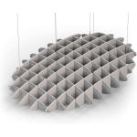 Acoustic Ceiling Sound Trap - 1200mm x 1800mm Oval - Marble Grey | Light Beige