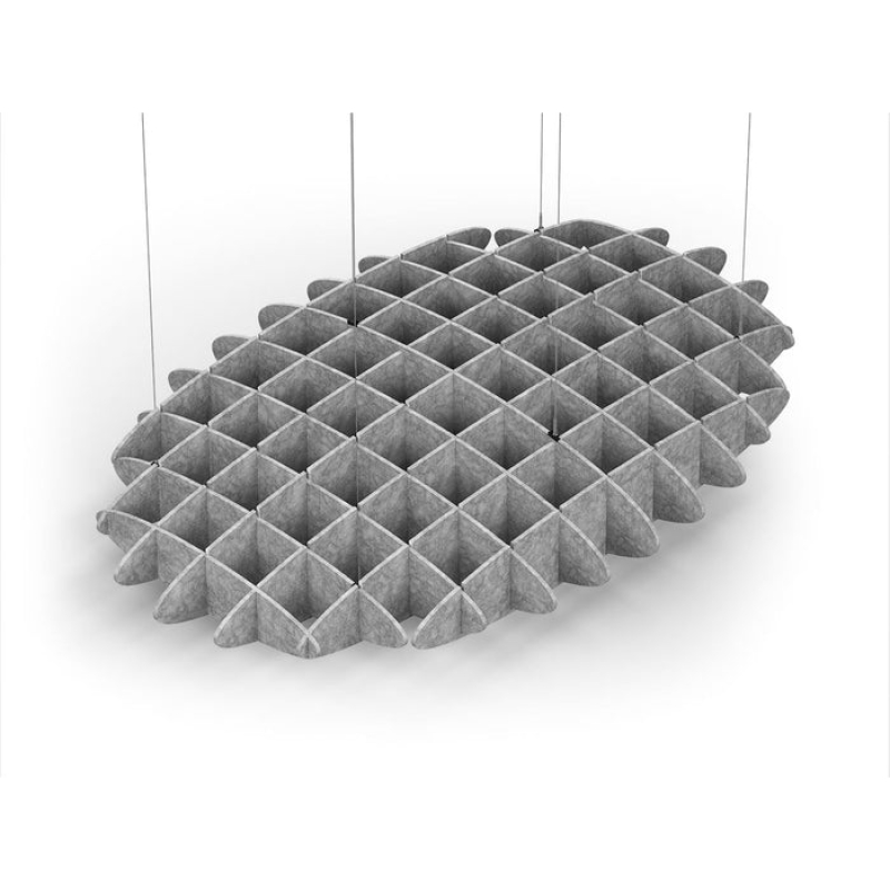 Acoustic Ceiling Sound Trap - 1200mm x 1800mm Oval - Marble Grey