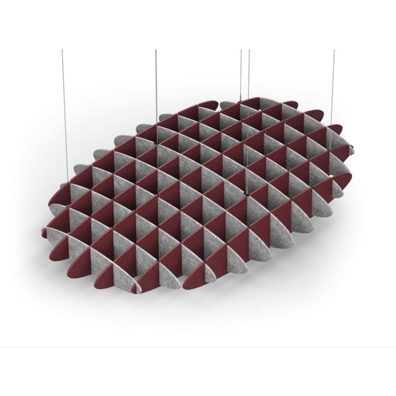 Acoustic Ceiling Sound Trap - 1200mm x 1800mm Oval - Marble Grey | Maroon