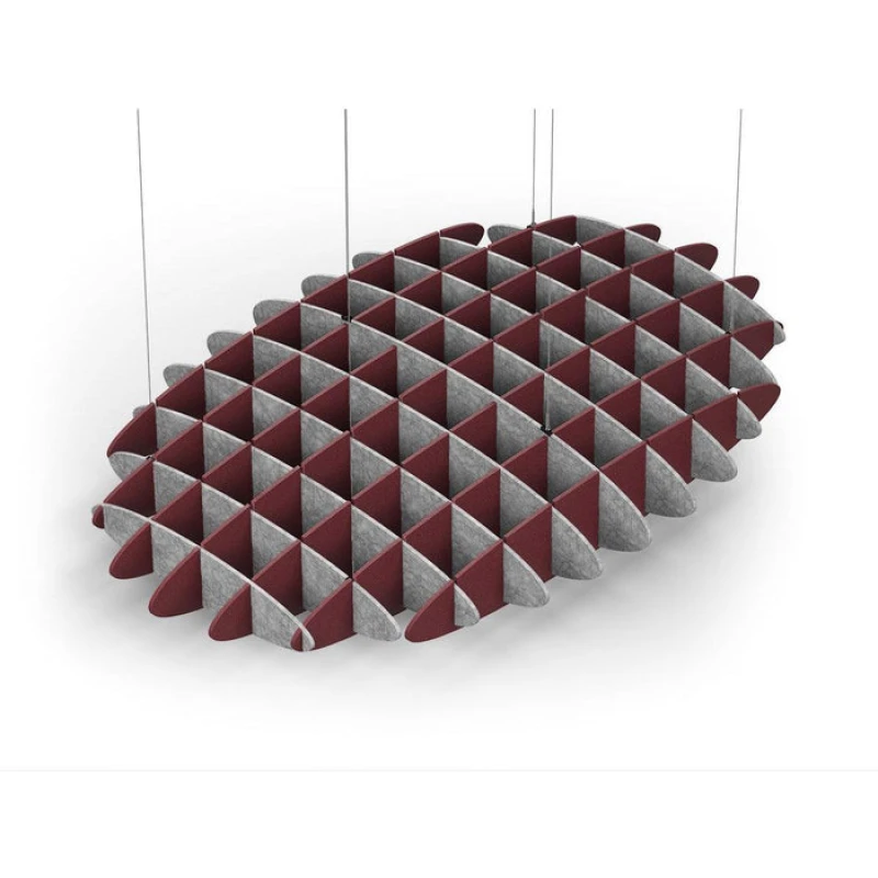 Acoustic Ceiling Sound Trap - 1200mm x 1800mm Oval - Marble Grey | Maroon