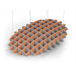 Acoustic Ceiling Sound Trap - 1200mm x 1800mm Oval - Marble Grey | Orange
