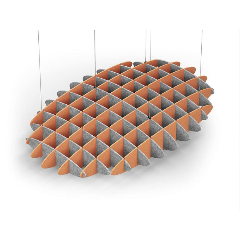 Acoustic Ceiling Sound Trap - 1200mm x 1800mm Oval - Marble Grey | Orange