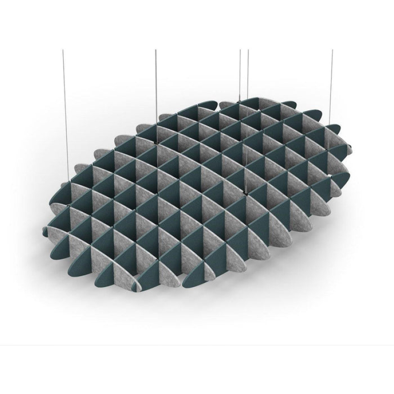 Acoustic Ceiling Sound Trap - 1200mm x 1800mm Oval - Marble Grey | Peacock Green