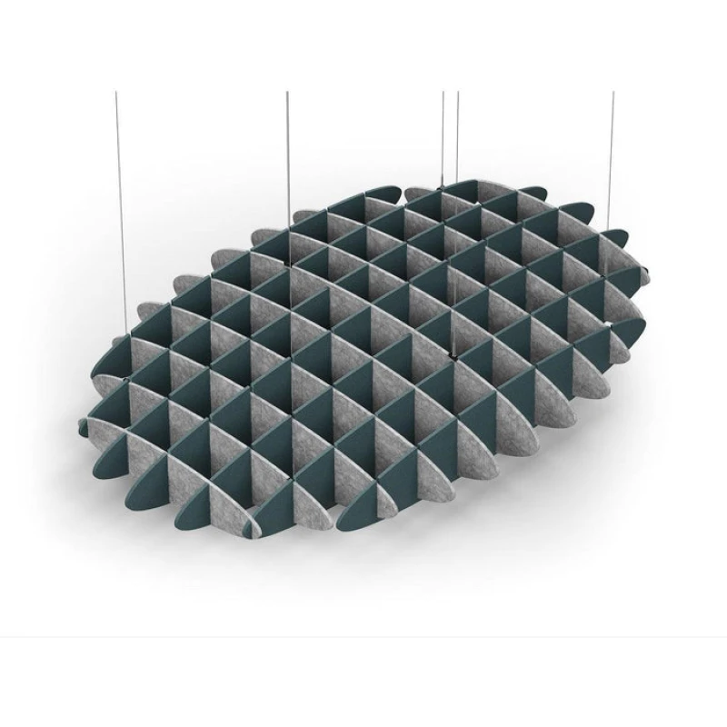 Acoustic Ceiling Sound Trap - 1200mm x 1800mm Oval - Marble Grey | Peacock Green