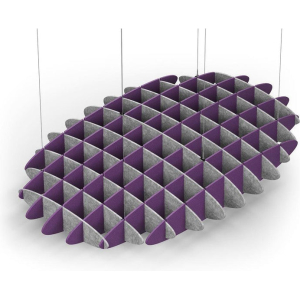 Acoustic Ceiling Sound Trap - 1200mm x 1800mm Oval - Marble Grey | Purple