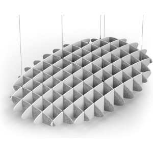 Acoustic Ceiling Sound Trap - 1200mm x 1800mm Oval - Marble Grey | White