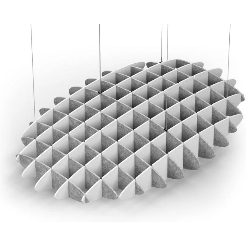 Acoustic Ceiling Sound Trap - 1200mm x 1800mm Oval - Marble Grey | White