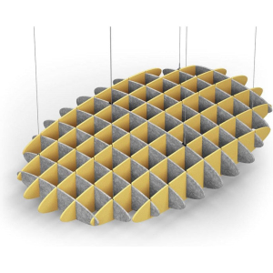 Acoustic Ceiling Sound Trap - 1200mm x 1800mm Oval - Marble Grey | Yellow