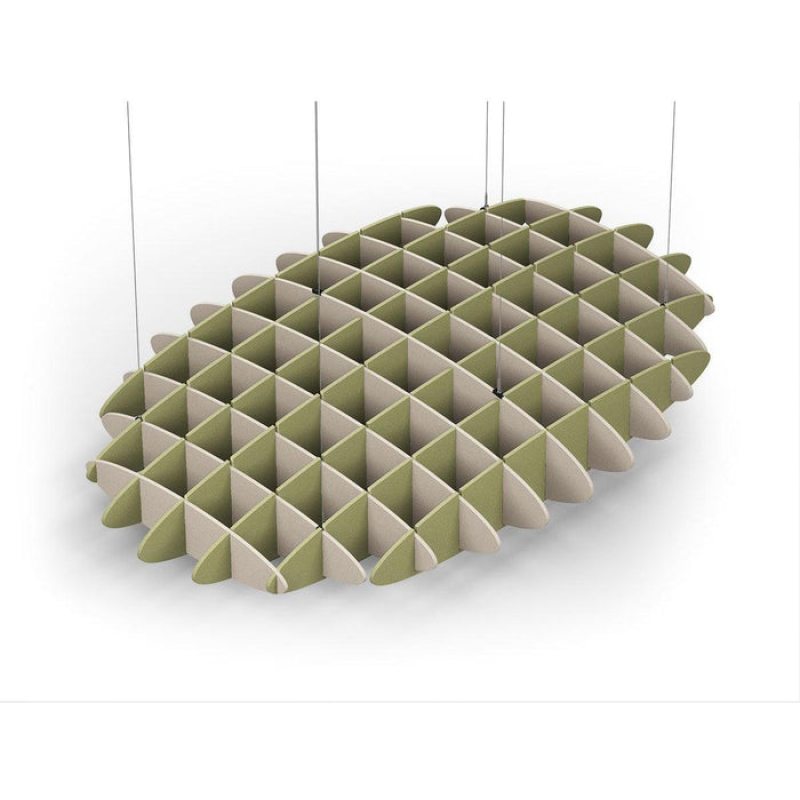 Acoustic Ceiling Sound Trap - 1200mm x 1800mm Oval - Natural | Banana Green
