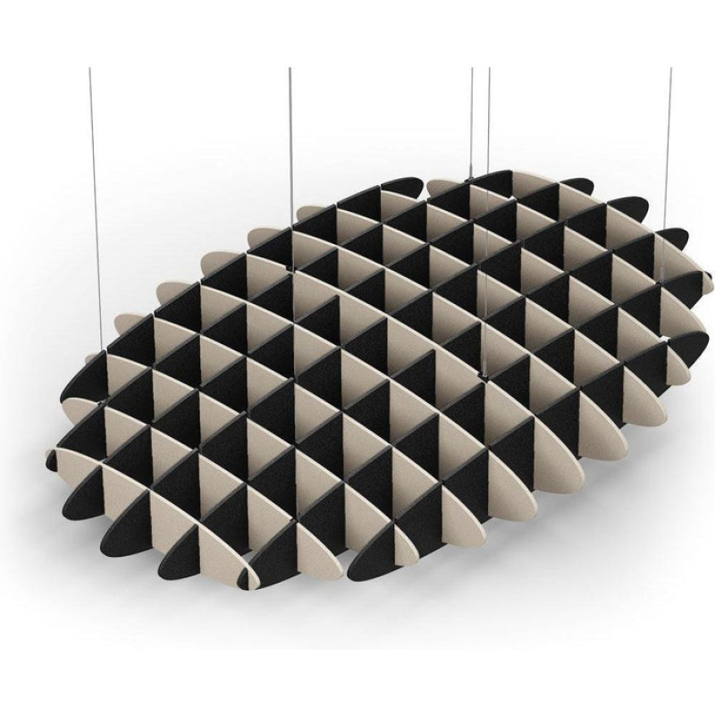 Acoustic Ceiling Sound Trap - 1200mm x 1800mm Oval - Natural | Black