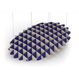 Acoustic Ceiling Sound Trap - 1200mm x 1800mm Oval - Natural | Blue