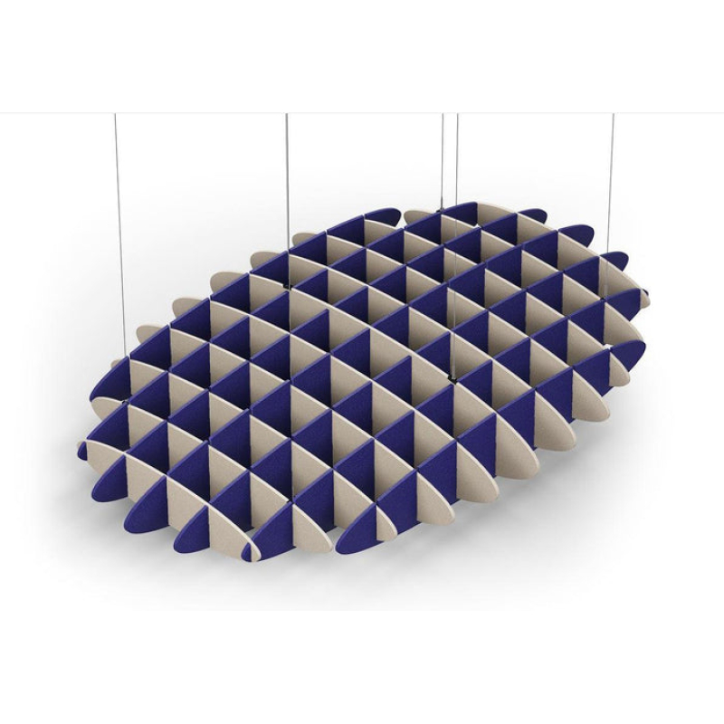 Acoustic Ceiling Sound Trap - 1200mm x 1800mm Oval - Natural | Blue