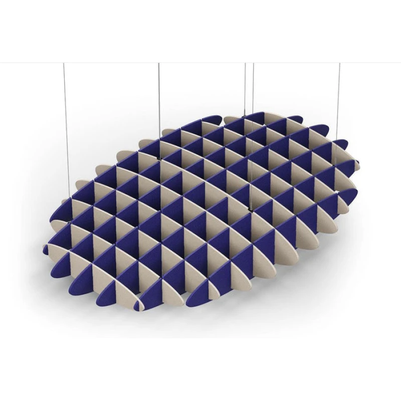 Acoustic Ceiling Sound Trap - 1200mm x 1800mm Oval - Natural | Blue