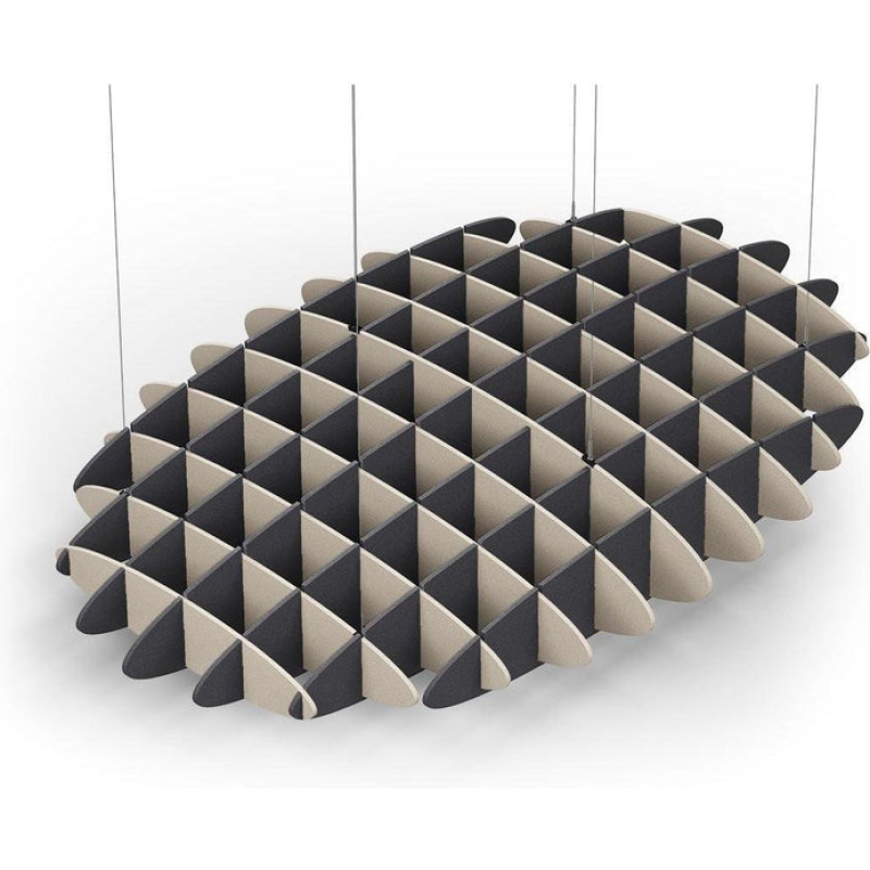 Acoustic Ceiling Sound Trap - 1200mm x 1800mm Oval - Natural | Charcoal Grey