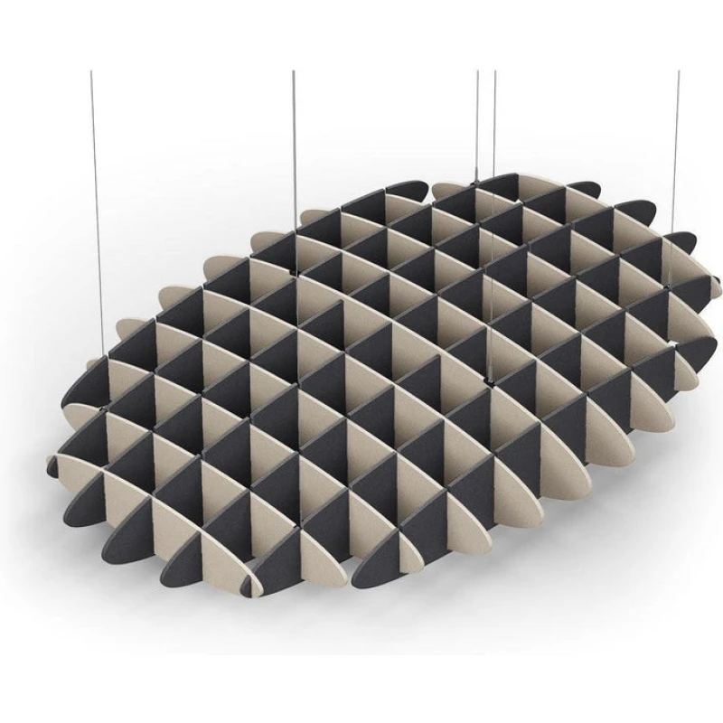 Acoustic Ceiling Sound Trap - 1200mm x 1800mm Oval - Natural | Charcoal Grey