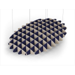 Acoustic Ceiling Sound Trap - 1200mm x 1800mm Oval - Natural | Dark Blue
