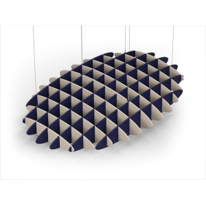 Acoustic Ceiling Sound Trap - 1200mm x 1800mm Oval - Natural | Dark Blue